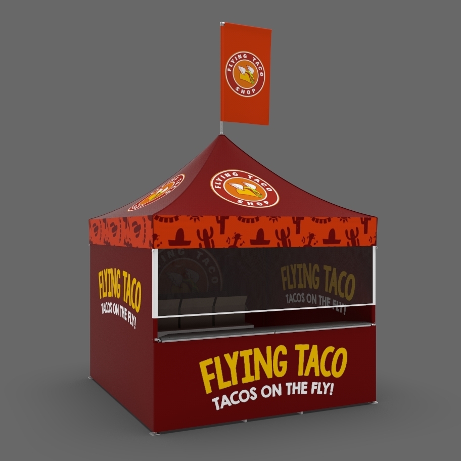 Flying Taco custom printed red popup-canopy for food service