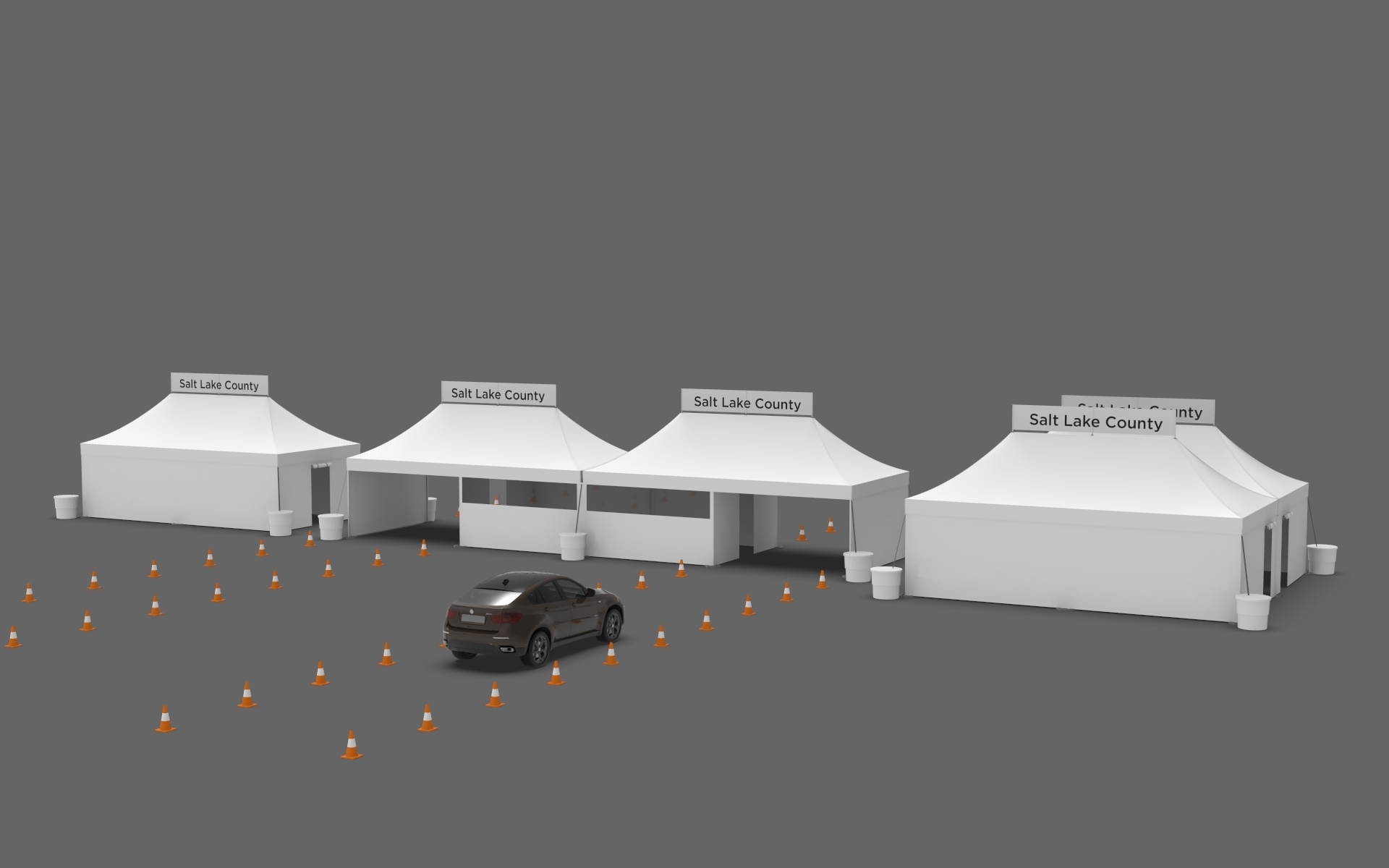 example of covid 19 drive thru vaccination tent