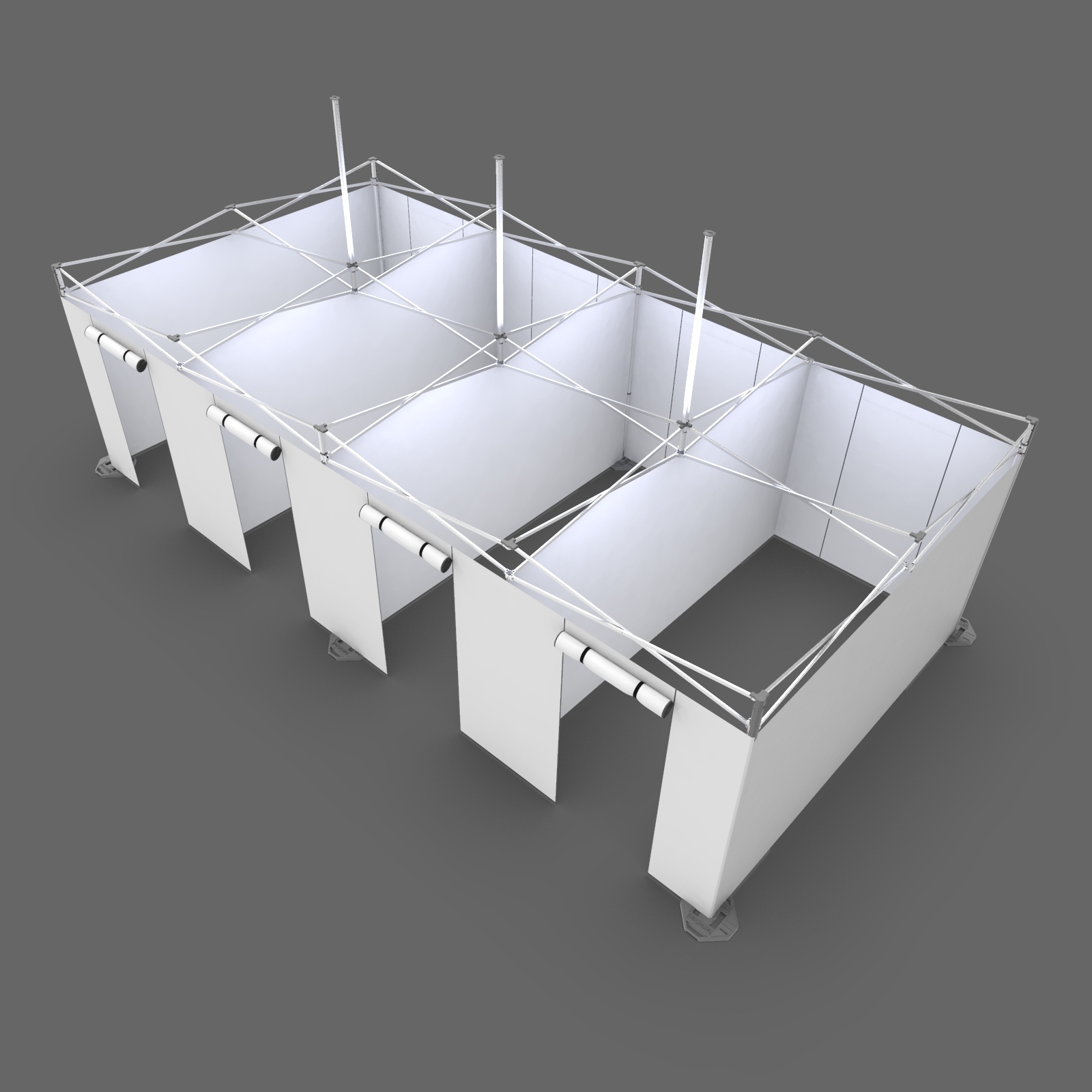 inside view of 13x26, spacious, four-room medical hospital tent for coronavirus treatment